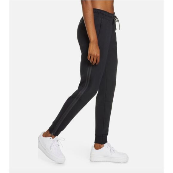 Nike Tech Black Sportswear Fleece Sweatpants Joggers Zipper Sides Women's Medium - Picture 9 of 11